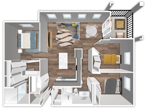 Floor plan for 3 beds, 2 baths, 1381 sqft